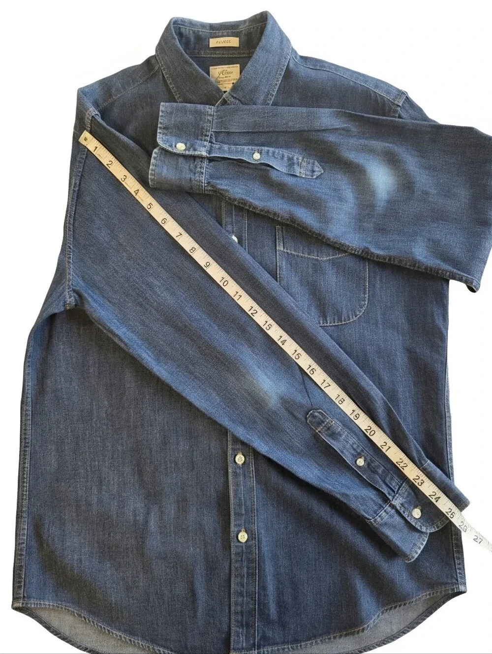 J. Crew Classic Men's Indigo Blue Denim Button-Down Shirt Medium